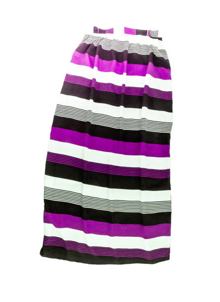 istock Women's long skirt with a striped multi-colored pattern, isolated on white background 671842204