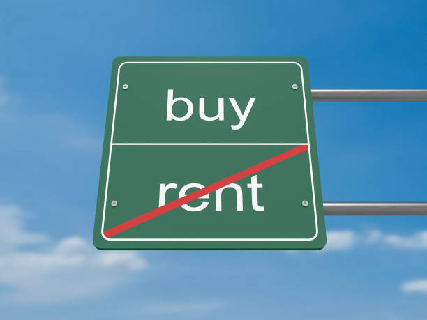 istock Business Concept Road Sign: Rent And Buy, 3d illustration 671843350