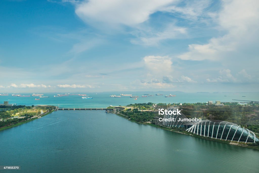 SINGAPORE - 27 MARCH 2017 : View of Garden by the bay in Singapore from Singapore flyer. Singapore Stock Photo