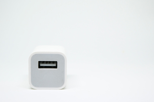 Usb charger plug isolated on a white background