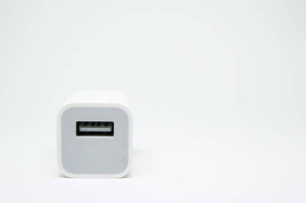 Usb charger plug isolated on a white background stock photo