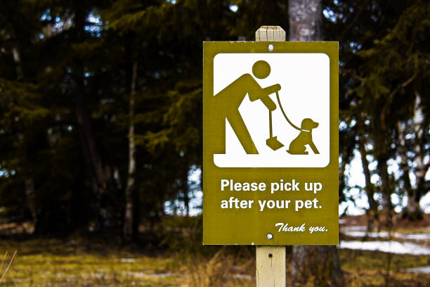 пожалуйста, возьмите после вашего питомца знак - dog dung garbage pets стоковые фото и изображения