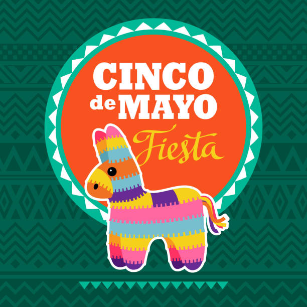 Cinco De Mayo Pinata Party Invitation An party invitation card with pinata for the traditional Mexican fiesta Cinco De Mayo latin american and hispanic ethnicity stock illustrations