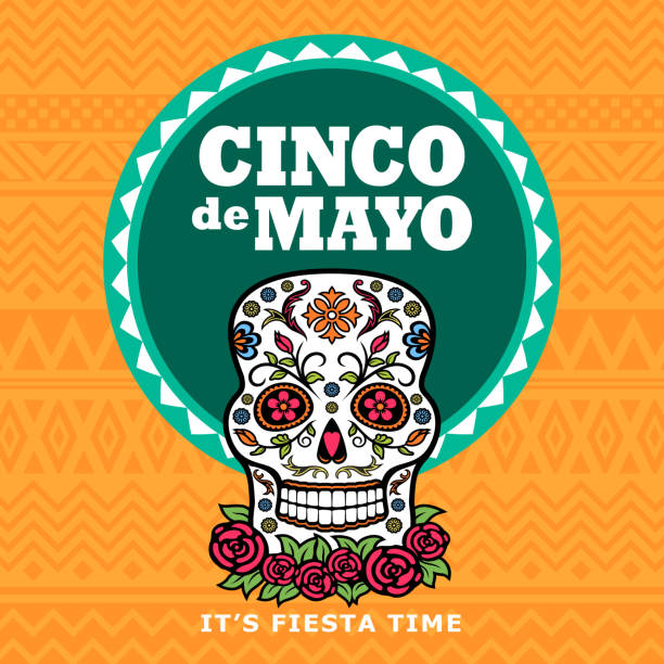 Cinco De Mayo Sugar Skull Party Celebrate the Cinco De Mayo with Mexican sugar skull latin american and hispanic ethnicity stock illustrations