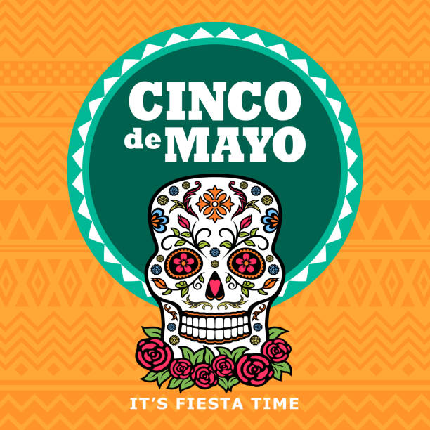 Cinco De Mayo Sugar Skull Party Celebrate the Cinco De Mayo with Mexican sugar skull mexican ethnicity stock illustrations