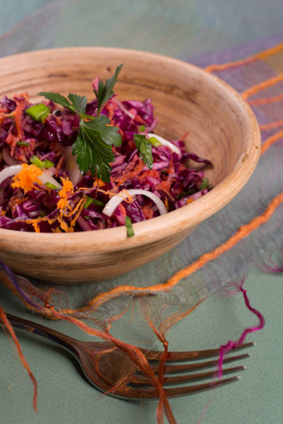 istock Salad of fresh blue cabbage 671892760