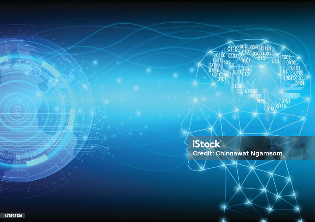 人工知能で世界のコミュニケーションの未来。 - コンピュータネットワークのロイヤリティフリーベクトルアート