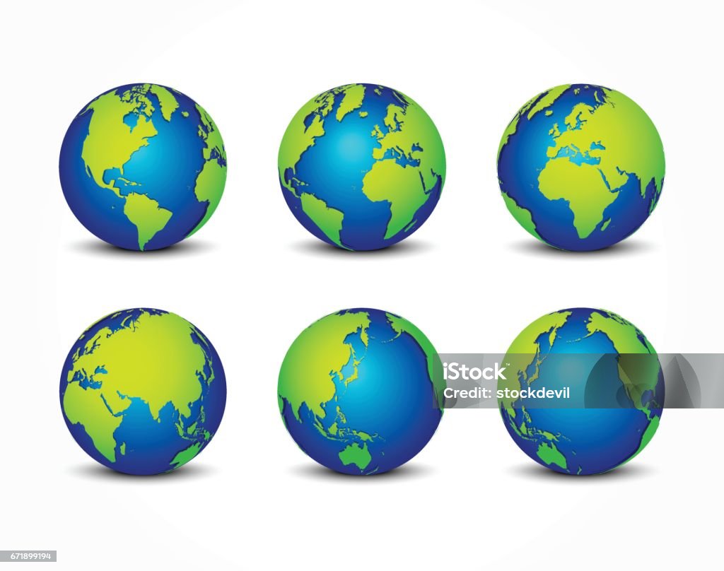 all side of planet ( around the world ) ( earth conservation concept ) Globe - Navigational Equipment stock vector