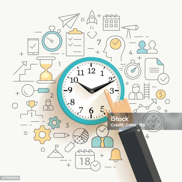 Time Management Concept Illustration Stock Illustration - Download Image Now - Time, Organization, Manager