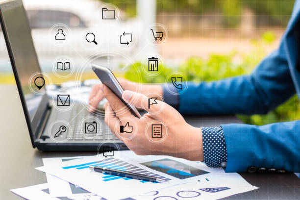 istock business technology concept,Business people hands use smart phone connection online 671909120