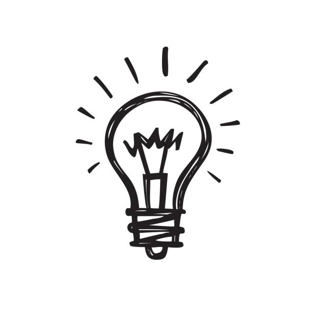 illustrazioni stock, clip art, cartoni animati e icone di tendenza di lampadina - schizzo creativo disegna illustrazione vettoriale. segnale lampada elettrica. - lamp