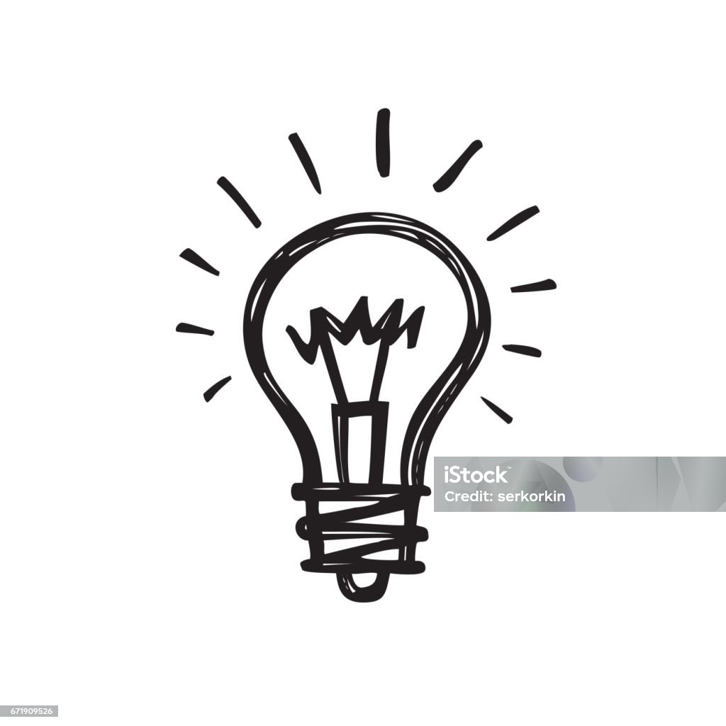 Lightbulb - creative sketch draw vector illustration. Electric lamp sign. Light Bulb stock vector