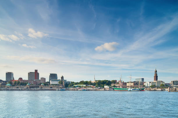 istock Hamburg skyline on a sunset 671910150