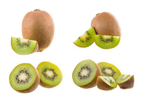 Collection of Kiwi isolated on white background with clipping path