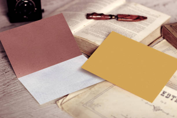 istock Vintage Mockup of Business Card and Blank Envelope with Copyspace 671910406