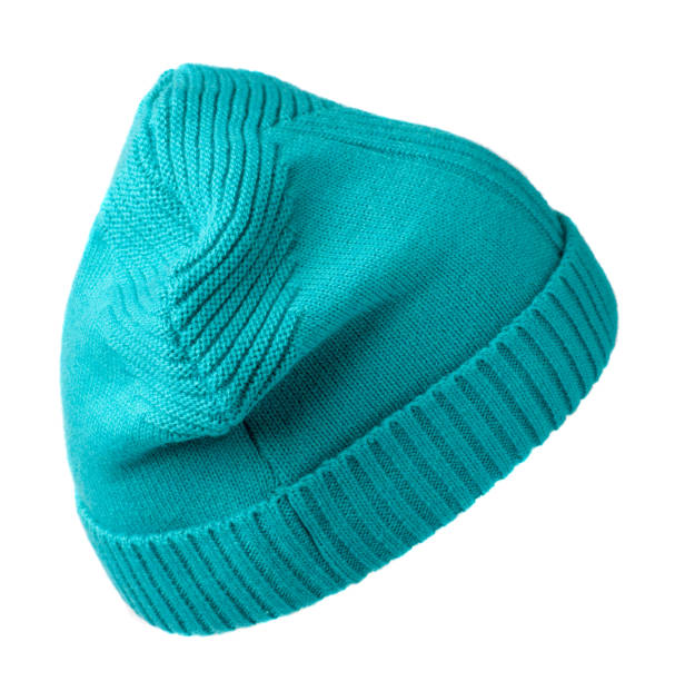 istock Women's hat . knitted hat isolated on white background .turquoise hat 671912588