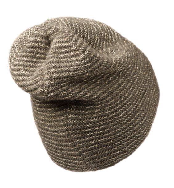 istock Women's hat . knitted hat isolated on white background .brown hat 671912616
