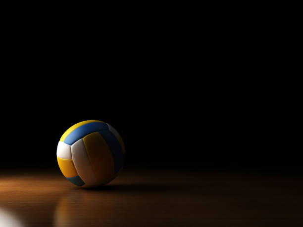 volleyball-ball-spotlight - volleyball sport floor ball stock-fotos und bilder