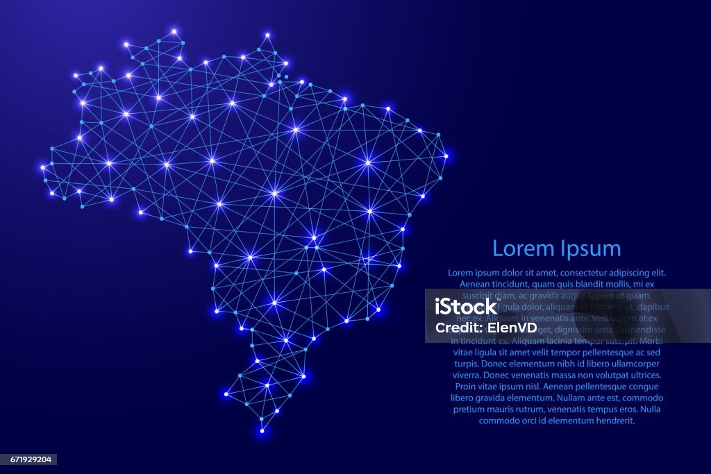 青い折れ線と輝くからブラジルの地図星ベクトル図 - ブラジルのロイヤリティフリーベクトルアート