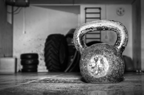 istock Kettle bell on the gym floor. 671934498
