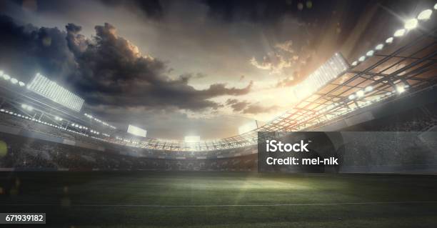 Sport Backgrounds Dramatic Stadium Sport Arena Stock Photo - Download Image Now - Soccer, Stadium, American Football - Sport