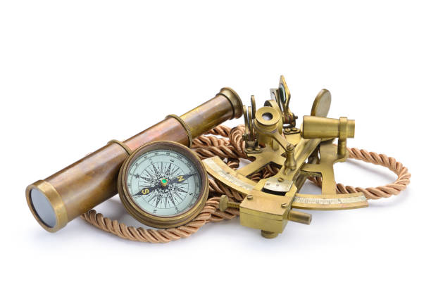 istock compass,sextant and spyglass on the white 671941958