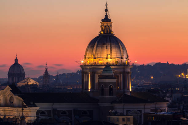 istock Panorama view of Rome at sunset 671942124