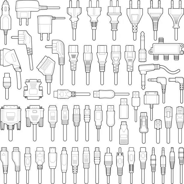 Vector illustration of Cable wire and electric plug