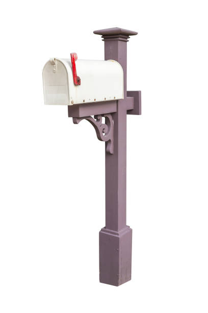 caixa de correio isolada no fundo branco com trajeto de grampeamento - red asia send mail - fotografias e filmes do acervo