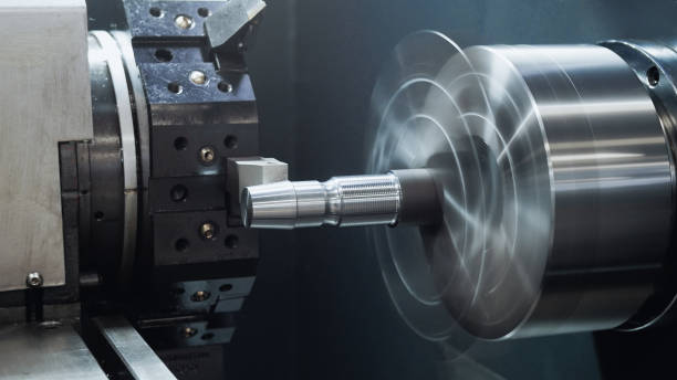 istock Rotated industry mechanism - automatic for machine processing of metal, industrial background 671945122