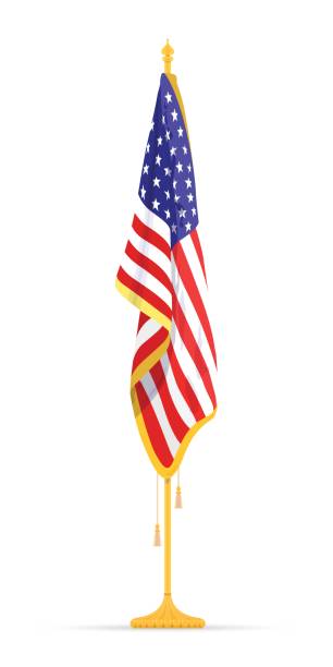 ilustraciones, imágenes clip art, dibujos animados e iconos de stock de la bandera de estados unidos en el gabinete, en el estante en la sala del presidente norteamericano. - himno nacional turco