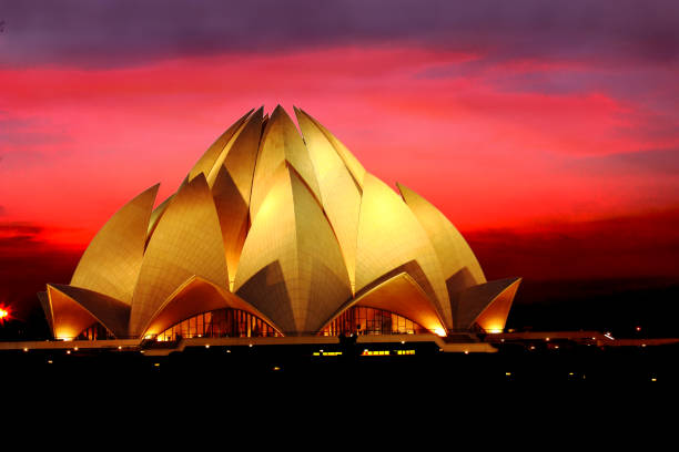 Lotus Temple in New Delhi, India stock photo