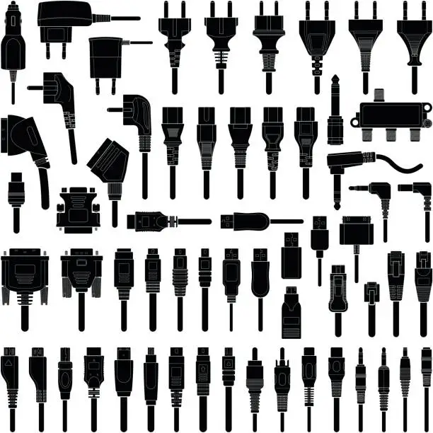 Vector illustration of Cable wire and electric plug