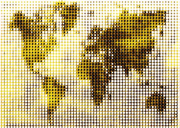 istock Dotted world map in vintage style. Basic image of earth courtesy NASA. 671952568