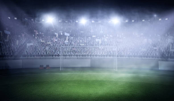 istock Foggy soccer field . Mixed media 671954892