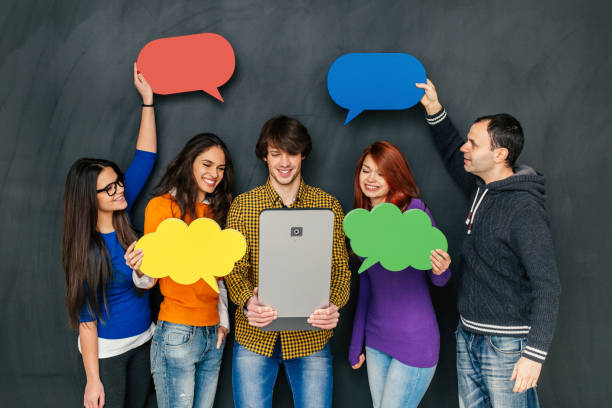 istock Group of people in communication concept 671954944