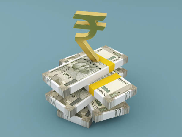 New Indian Currency with Symbol New Indian Currency with Symbol - 3D Rendered Image money memo stock illustrations