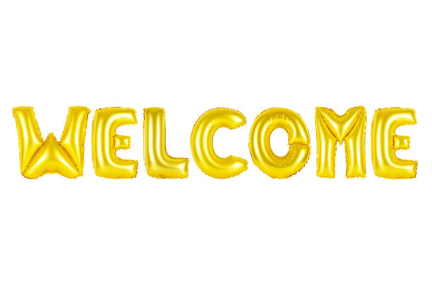 istock welcome in english alphabet from yellow balloons 671958908