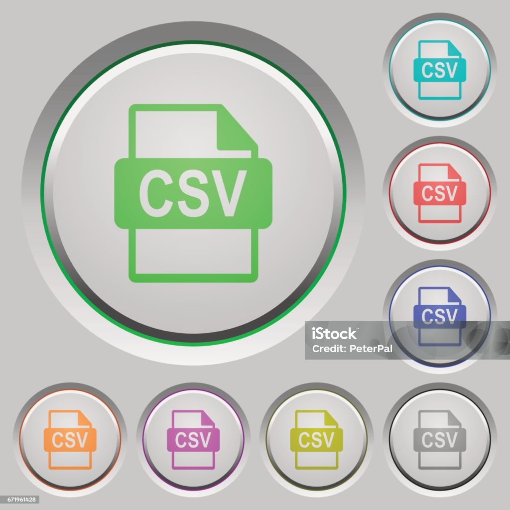Csv File Up Button Csv File Format Push Buttons Stock Illustration - Download Image Now ...