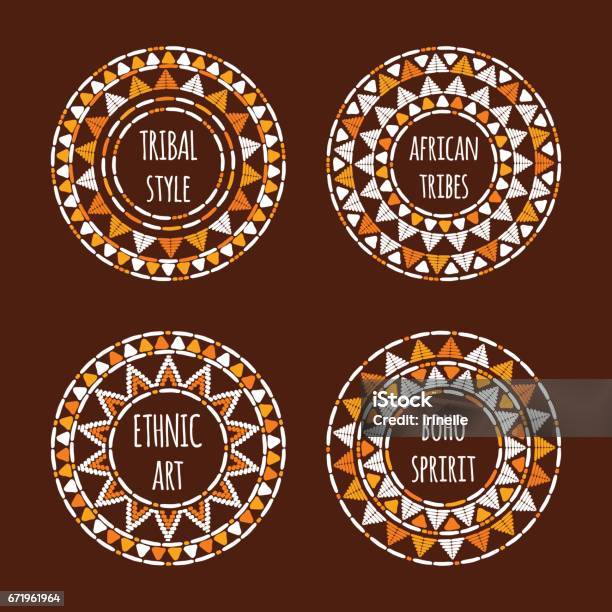 Unique Round Tribal Icon Template Collection Vector Stock Illustration - Download Image Now