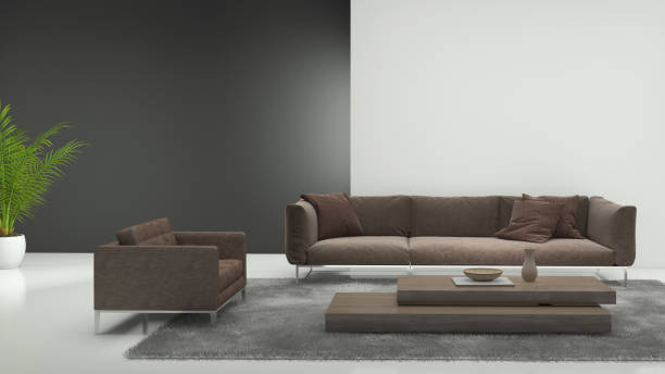 istock Minimalist modern interior living room 671962128