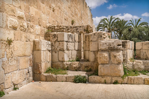 istock Fortification medieval walls of Jerusalem 671962310