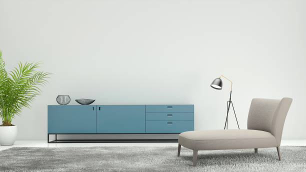 istock Minimalist modern interior living room 671964822