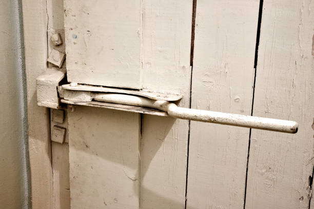 istock The latch on the wooden door. 671968228