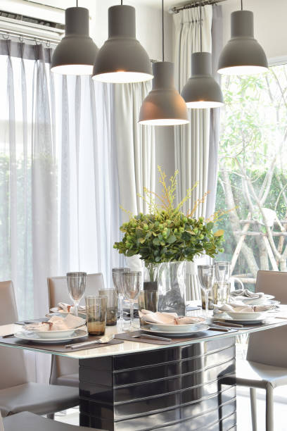 istock elegant table set in modern style dining room interior 671971238