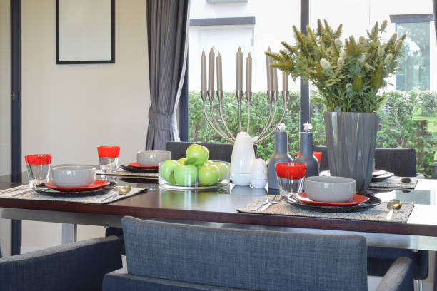 istock elegant table set in modern style dining room interior 671972284