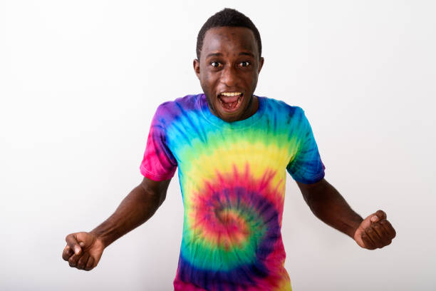 istock Studio shot of young black African man screaming against white background 671974748