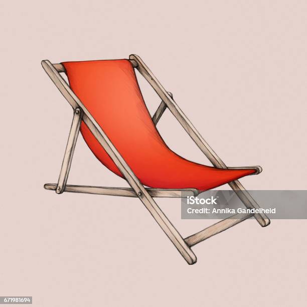 Red Deck Chair Stock Illustration - Download Image Now - Beach, Beige, Carefree