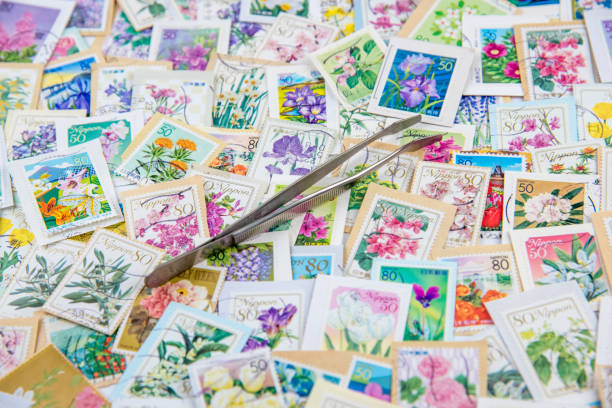 istock A stamp printed in Japan shows various flowers collection 671988588