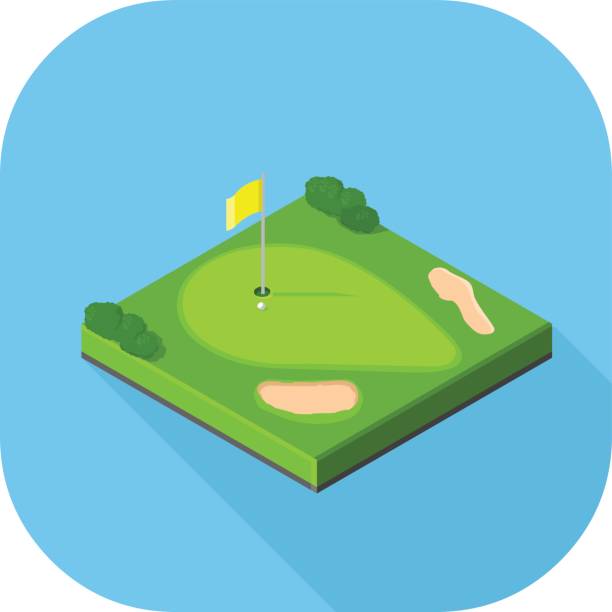 vector golf game flat ikona. - red flag sports flag golf stock illustrations